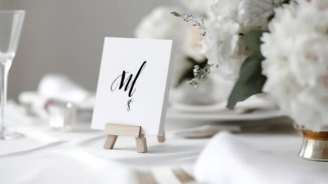 Elegant table setting with scripted number