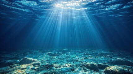 Fototapeta premium Sunlight beams through underwater depths