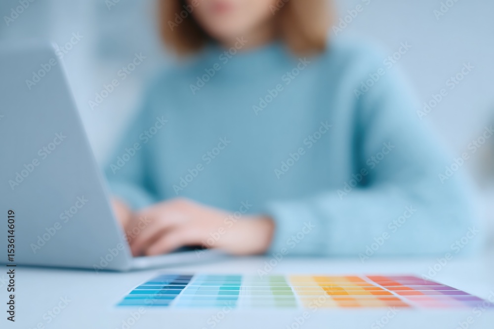 Poster elegant workspace with clean lines showcasing graphic designer tools for creating minimalist designs