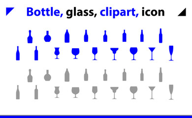 Bottle, glass, clipart, icon