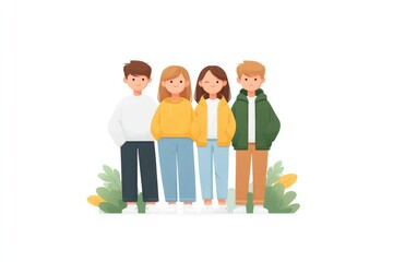 Obraz premium illustration of friends having holiday gathering with clean lines and minimalistic style