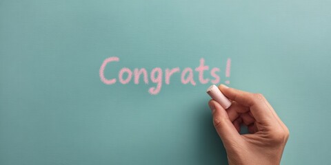 Vibrant Congrats Chalkboard Message with Handwriting in Playful Educational Setting for Academic Success Celebration and Motivational Branding