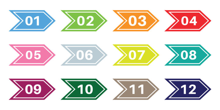 Colorful Round Number Icons Set – Digits 0 to 10 with Long Shadow Style. Vector illustration 