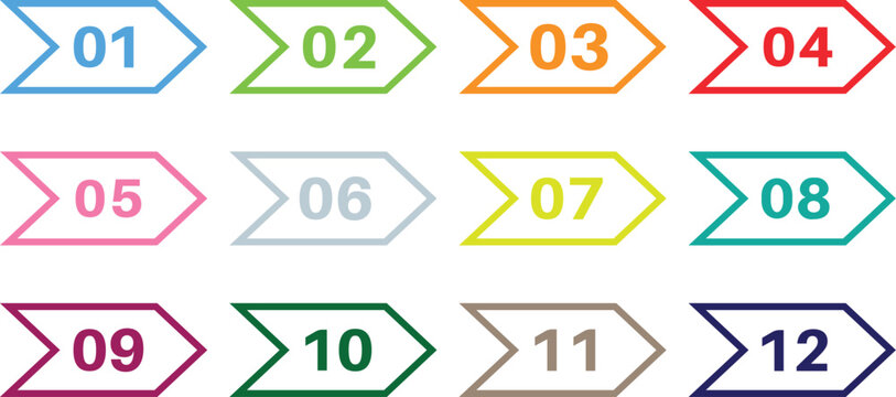 Colorful Round Number Icons Set – Digits 0 to 10 with Long Shadow Style. Vector illustration 
