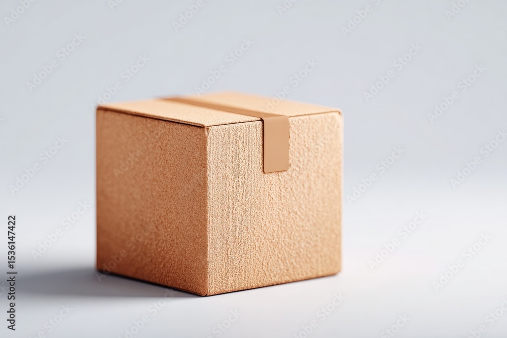 Aufkleber minimalistic image of cardboard box on white background with plenty of copy space