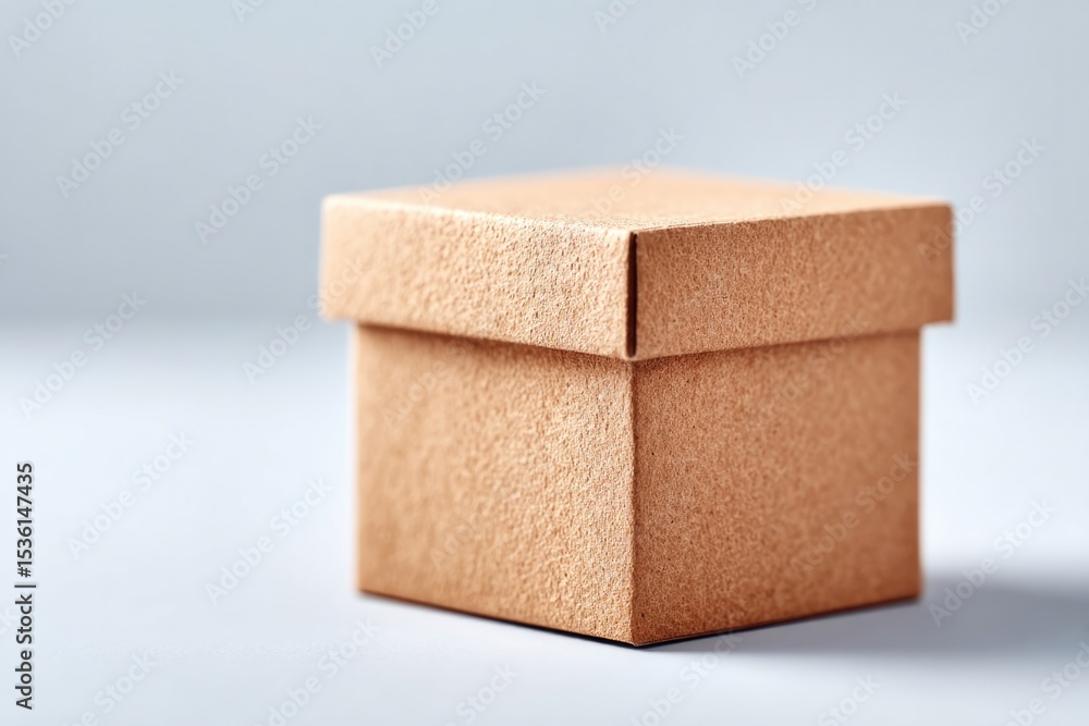 Aufkleber minimalistic image of cardboard box on white background with plenty of copy space