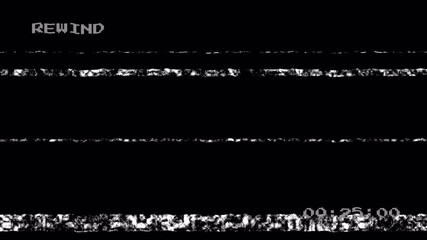 VHS tape rewind screen overlay with 30 second timer. Alpha channel 4K video - Powered by Adobe