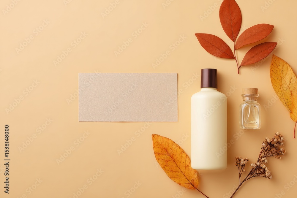 Aufkleber minimalistic setup highlighting seasonal fragrances with space for text
