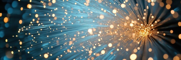 Ethernet Fiber Optic. Network Communication Technology in Server Room