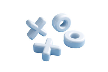 Obraz premium Light Blue 3D Rendered Xs and Os on Transparent Background, PNG
