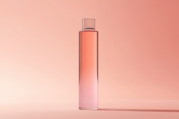 Cylindrical glass bottle with a gradient of peachy-pink hues.