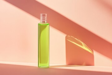A light-filled shot of a green bottle.