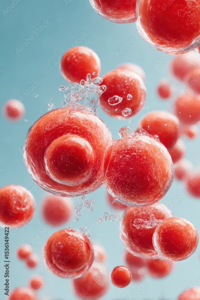 Poster realistic close-up of platelet cluster and blood cells with plasma flow symbolizing immune defense a