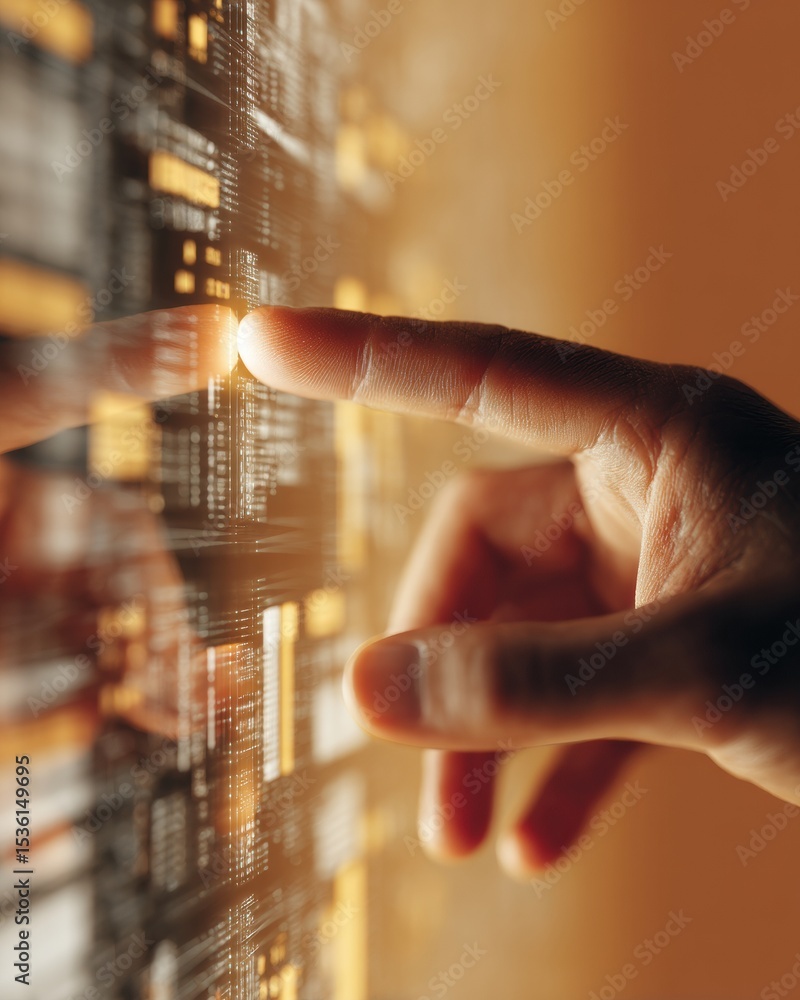 Poster Futuristic Natural Language Processing Interface with Finger Touch Gesture for Text Analysis and Business AI Applications in Advanced Digital Marketing