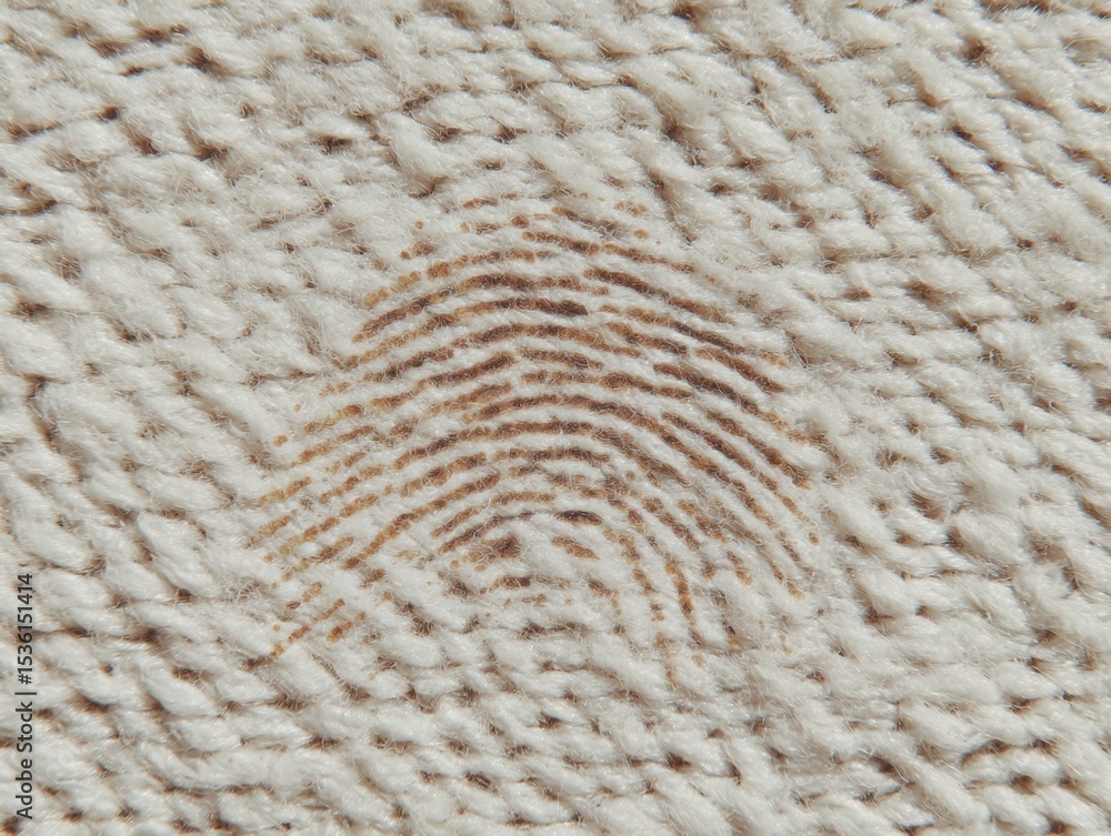 Aufkleber Close-up of detailed fingerprint impression on textured fabric showcasing biometric identity for secure digital authentication and advanced security systems