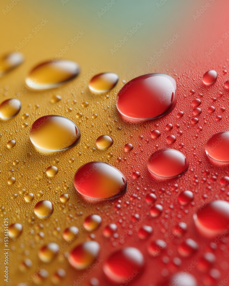 Poster dew point condensation on glass with colorful water droplets highlighting humidity patterns and atmo