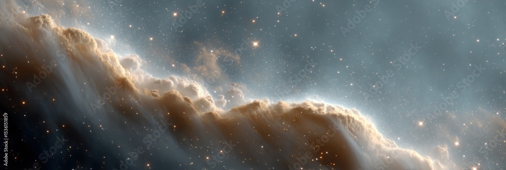 Poster Cosmic Nebula with Swirling Gases and Twinkling Stars in Deep Space for Educational Astronomy and Digital Science Content