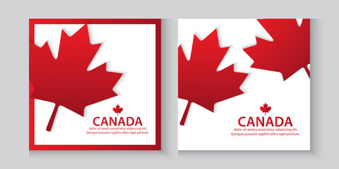 Happy Canada Day banner cover background with red maple leaf. canadian poster, cards,for ads promo, web, post. greeting canada day collection backdrop.