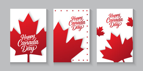 Happy Canada Day banner cover background with red maple leaf. canadian poster, cards,for ads promo, web, post. greeting canada day collection backdrop.