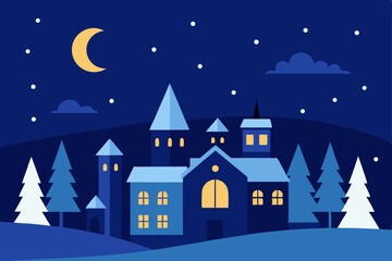Fototapeta premium gorgeous christmas night city vector prompts 