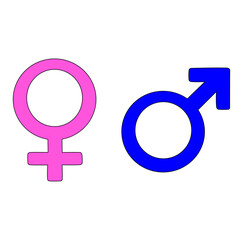 Cartoon Female And Male Gender Symbol Simple Design Icon Digital Source 