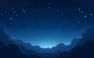 Fototapeta premium Night sky with bright stars on deep blue background. Peaceful cosmic illustration perfect for dreams, inspiration, astronomy and infinite possibility concepts. High quality