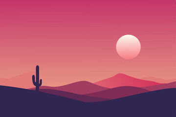 minimalist desert scene with a single cactus 