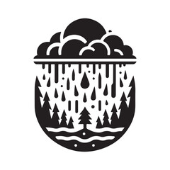 rainy weather vector silhouette clip art logo design illustration