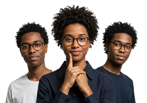 Young Adults with Glasses Group Intelligence Vision Inclusivity - Powered by Adobe
