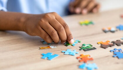 Fototapeta premium Hands assembling a jigsaw puzzle