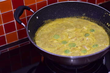 Green Curry with Salmon Fish. A Thai green curry with salmon