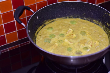 Green Curry with Salmon Fish. A Thai green curry with salmon