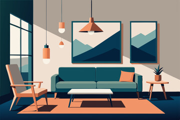 scandinavian style living room with neutral tones  