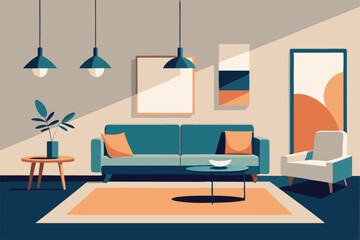 scandinavian style living room with neutral tones .svg