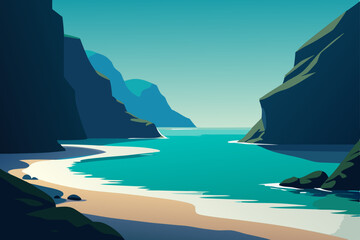 secluded beach cove with turquoise water and sea 