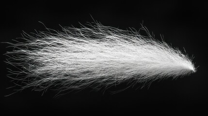 White fur plume against a black background
