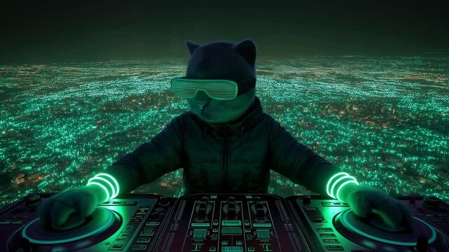 サイバーパンクの夜を彩るDJネコ
未来都市のネオンの中、クールにビートを操るサイバーキャット。


