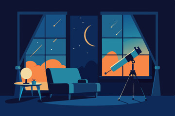 stargazer s living room with a telescope 