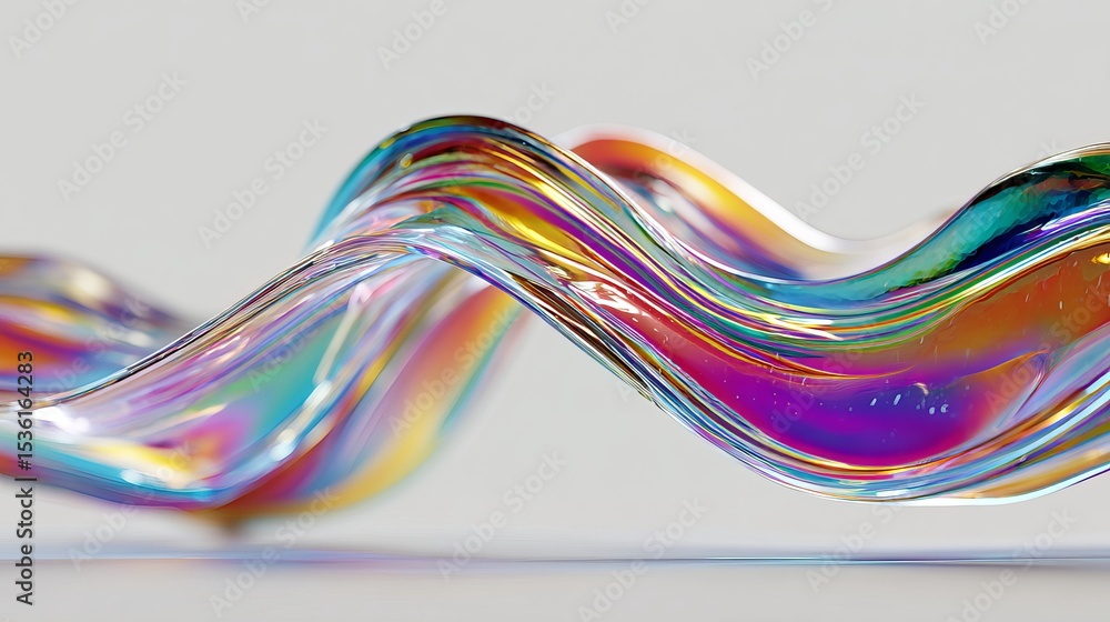 Poster abstract iridescent liquid wave flowing dynamic design elegant swirling rainbow colorful vibrant smo