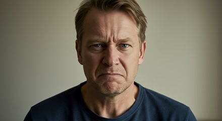 Fototapeta premium Portrait of a Man Showing Displeasure