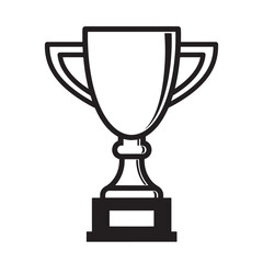 Black and white vector illustration of a trophy cup silhouette perfect for awards achievements success competition and recognition.