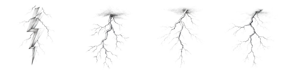 Fototapeta premium Dramatic lightning bolts in the stormy sky