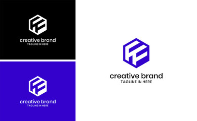 Obraz premium Modern FF Initial Letter Logo with Geometric Hexagon Shape and Abstract Symbol Vector for Business Brand Identity Corporate Template Digital Web and Technology Concept