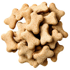 Close-up view of many dog treats shaped like bones.