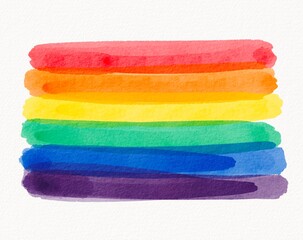 Classic horizontal rainbow stripes in vibrant watercolor, symbolizing pride, strength, and visibility