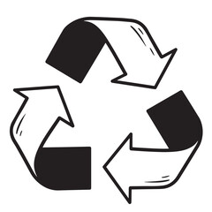 Hand drawn recycling symbol silhouette representing sustainability ecological conservation and green earth protection for responsible waste management practices