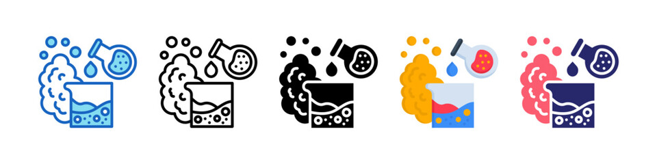 Chemical Reaction Multiple Style Icon Set Collection.