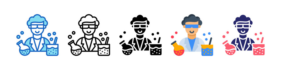 Scientist Multiple Style Icon Set Collection.