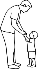 father touch the hand of a small child sketch design vector

