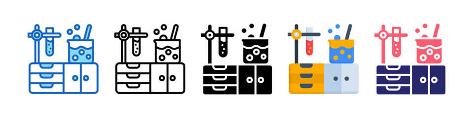 Laboratory Multiple Style Icon Set Collection.
